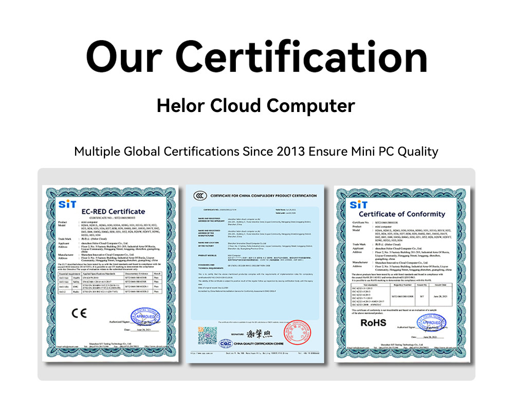 Derniers blogs de l'entreprise sur Hélor Cloud Computer: plusieurs certifications mondiales depuis 2013 pour assurer la qualité des mini PC