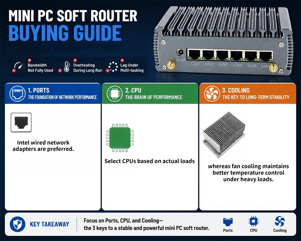 Derniers blogs de l'entreprise sur Guide d'achat de mini PC routeur logiciel Comment choisir les ports réseau, le processeur et le refroidissement avec des données de test réelles