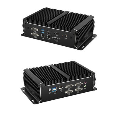 PC industriel sans ventilateur noir Mini-ordinateur Intel Core Dual LAN Dual Display Sortie asynchrone 1135G7U