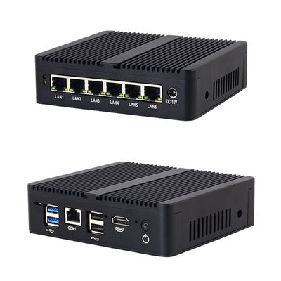 Celeron J6412 6GbE LAN Firewall Mini PC avec MSATA SSD 32 Go de RAM Routeur de pare-feu noir