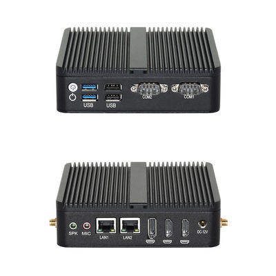 Intel N100 PC sans ventilateur industriel avec châssis noir Ports d'affichage triple pour l'industrie